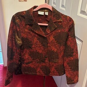 Burgundy and black floral jacket